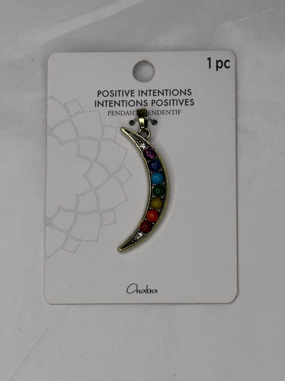 Chakra Crescent Moon Pendant - Multicolor